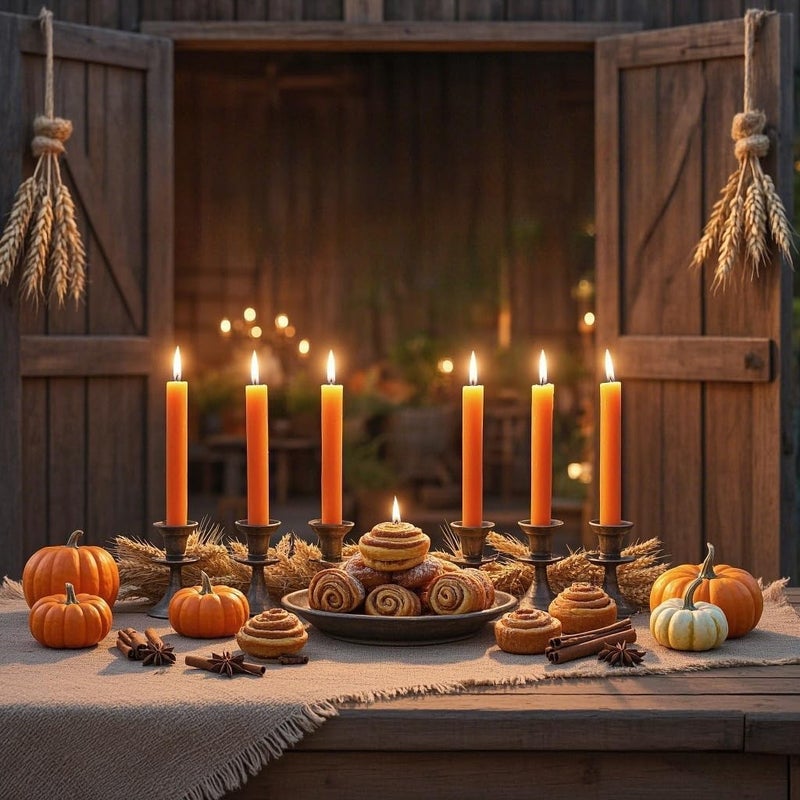 Sihuida 12-Pack Neon Orange Taper Candles, 10 Inch Unscented Dripless Candlesticks, Long-Lasting Burn Time of 7-8 Hours, Perfect for Fall Harvest Halloween Thanksgiving Dinners Parties and Home Décor - Image 5